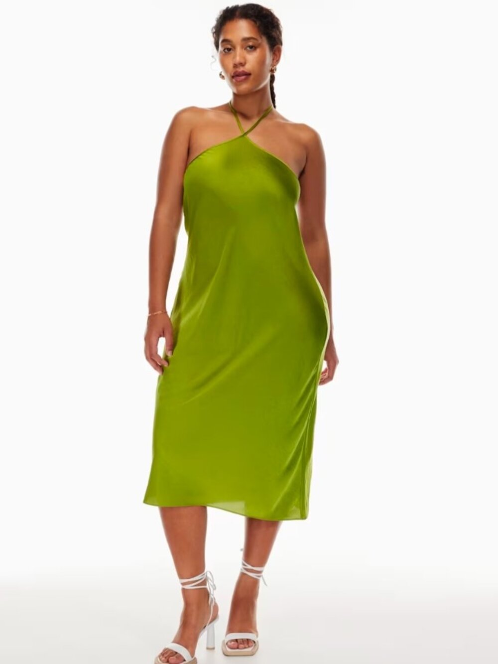 Aritzia Wilfred Nightwood Satin Dress in Succulent Green Size Med